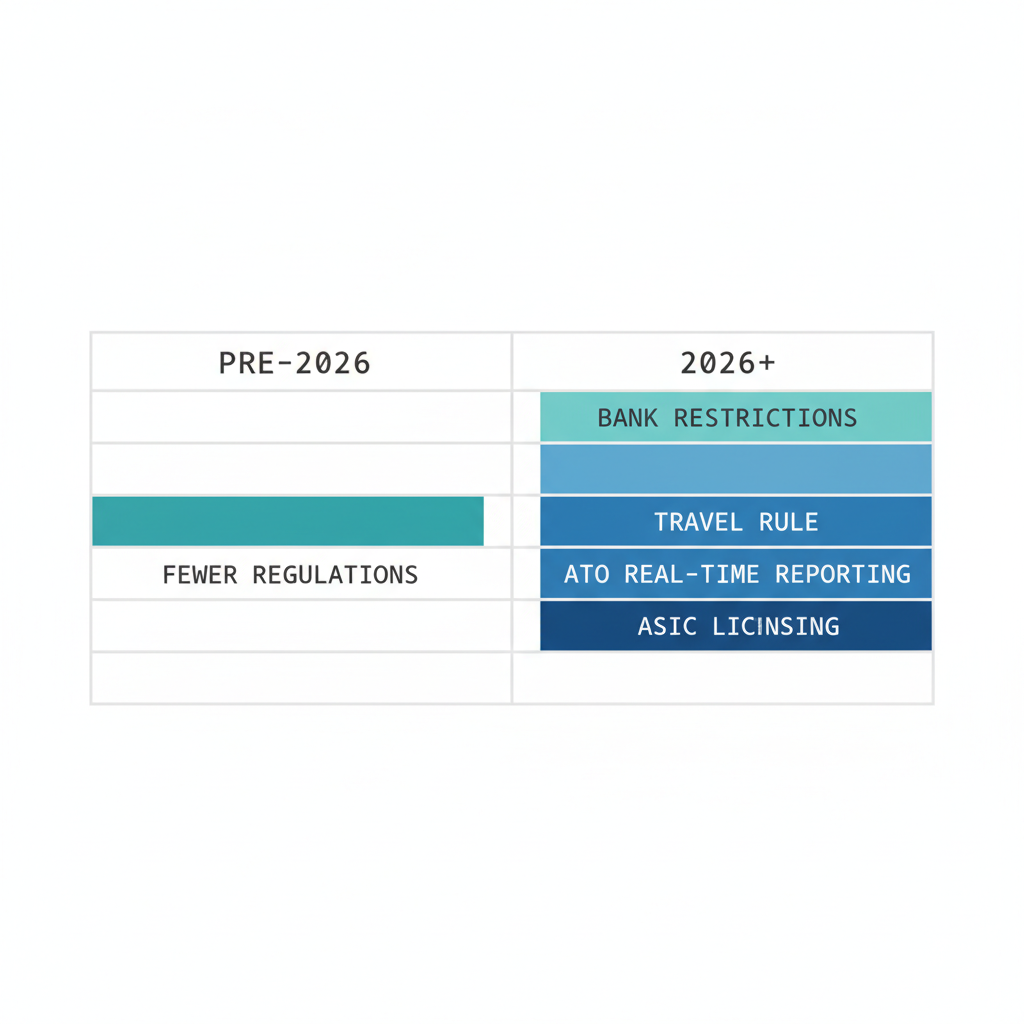 Regulatory comparison chart showing increasing compliance complexity for Australian algo traders between 2025 and 2026
