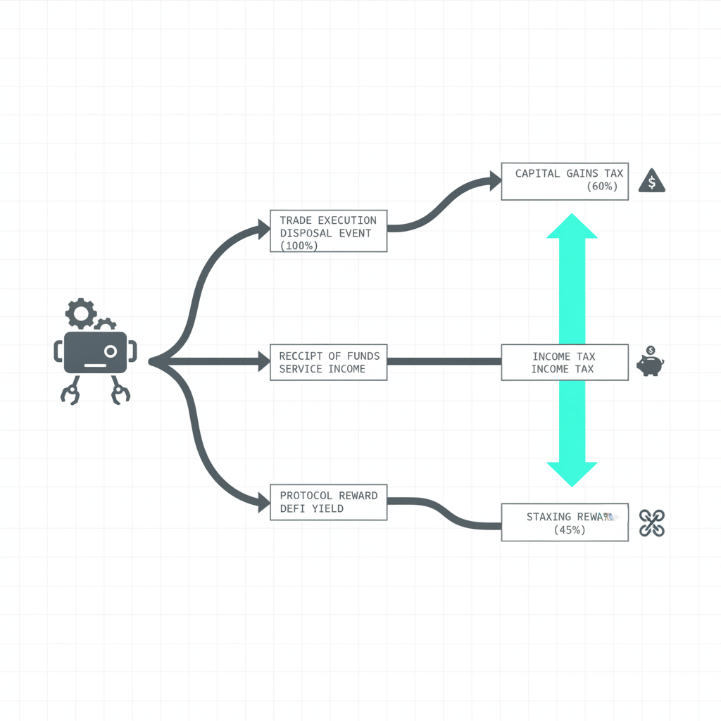Data visualisation flowchart mapping cryptocurrency transactions to Australian tax obligations